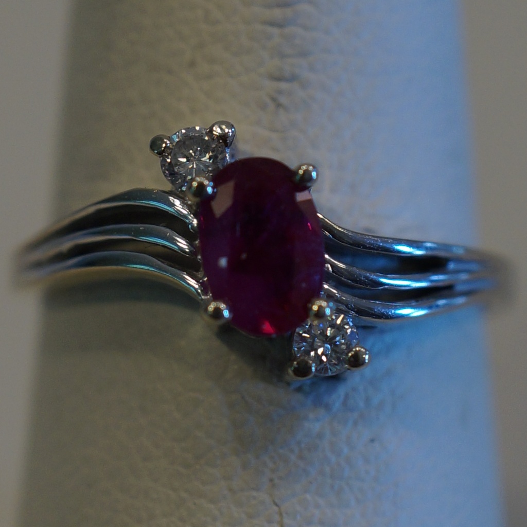 14kw Gold Genuine Ruby  Diamond Ring